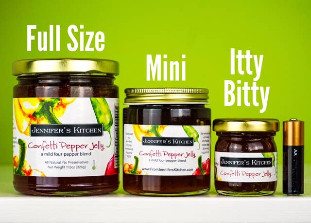Visual comparison of full size, mini, and itty bitty