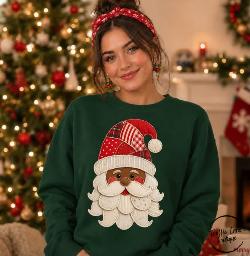 Faux Applique Christmas Santa Shirt