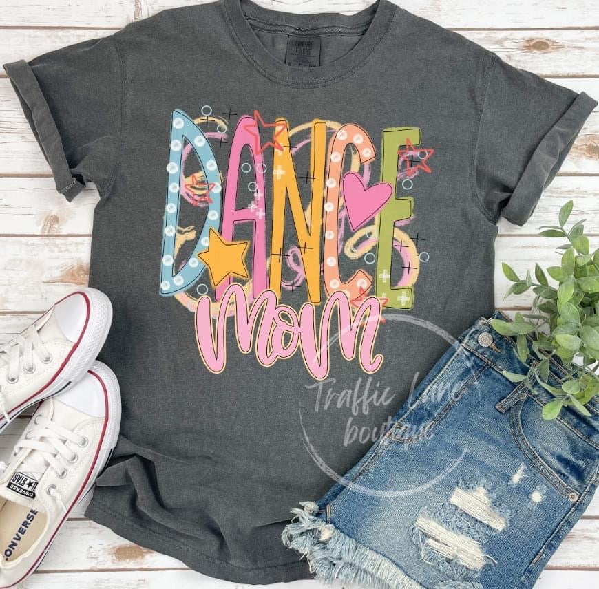Colorful Dance & Cheer graphic tees. Mom is available too!