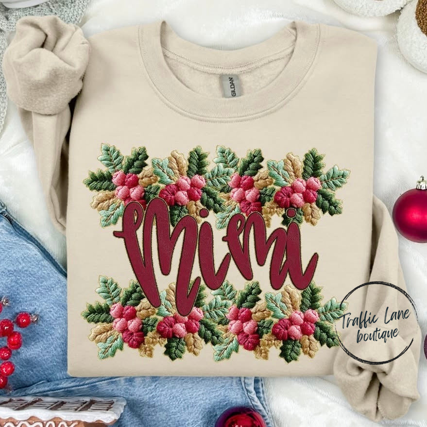 French Knot Holly Border Name Customizable Shirt