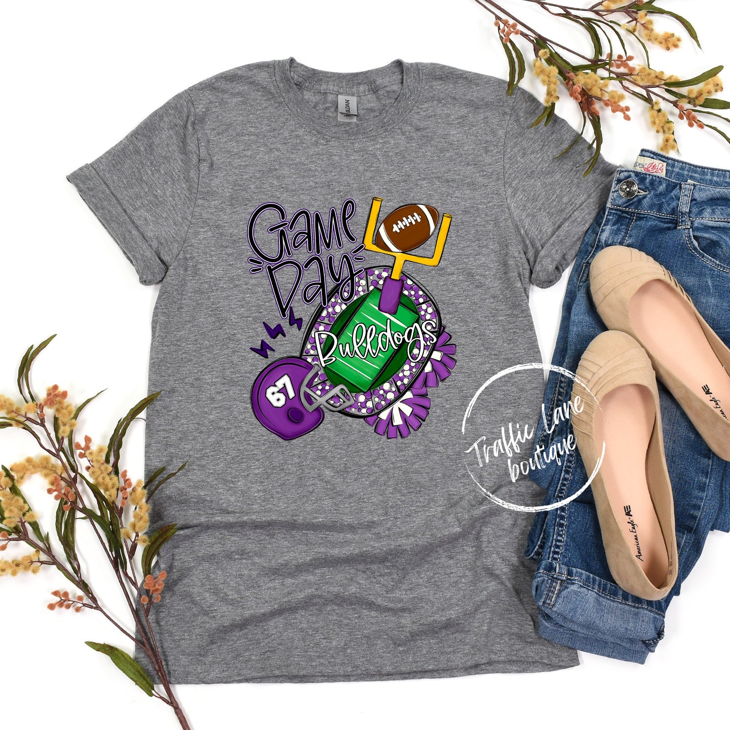 Bulldogs Purple - Game Day With Field - Spirit Shirts