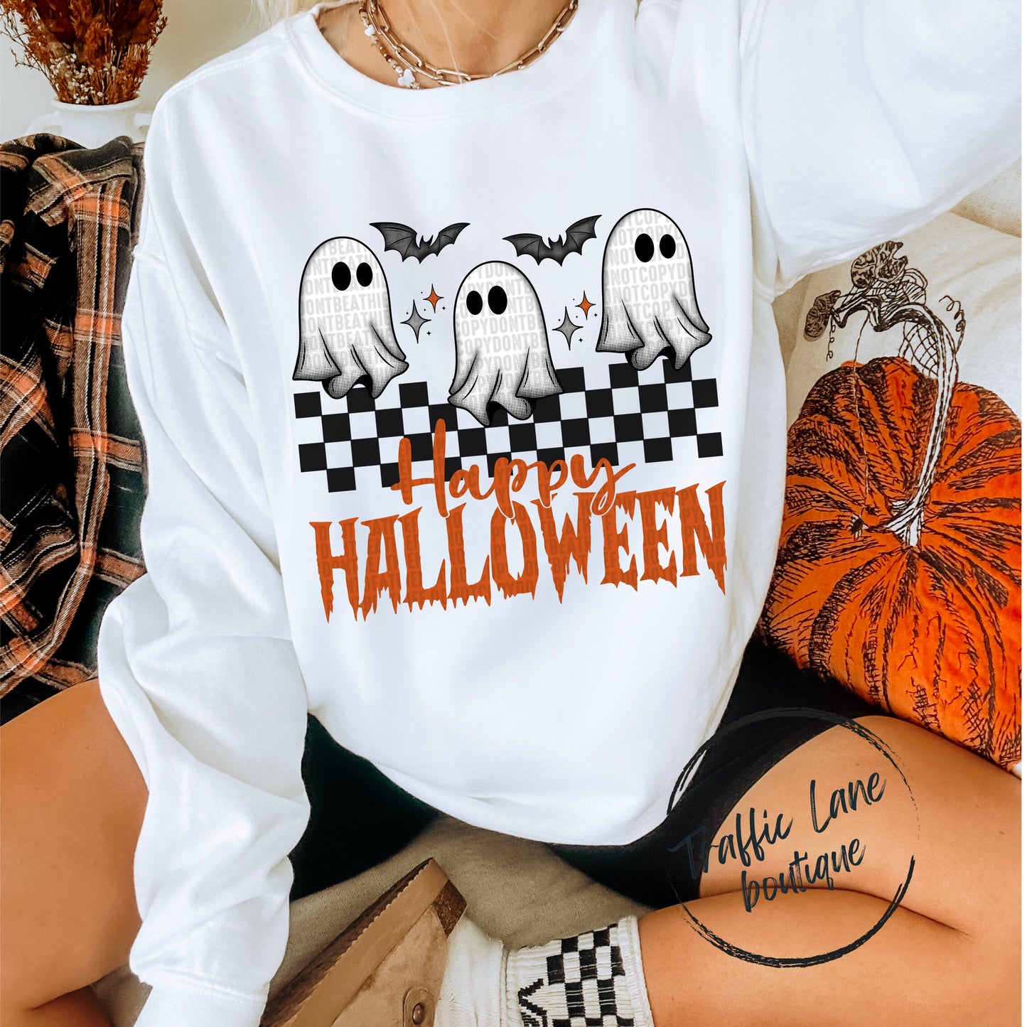 Happy Halloween Checkered Ghost Shirt