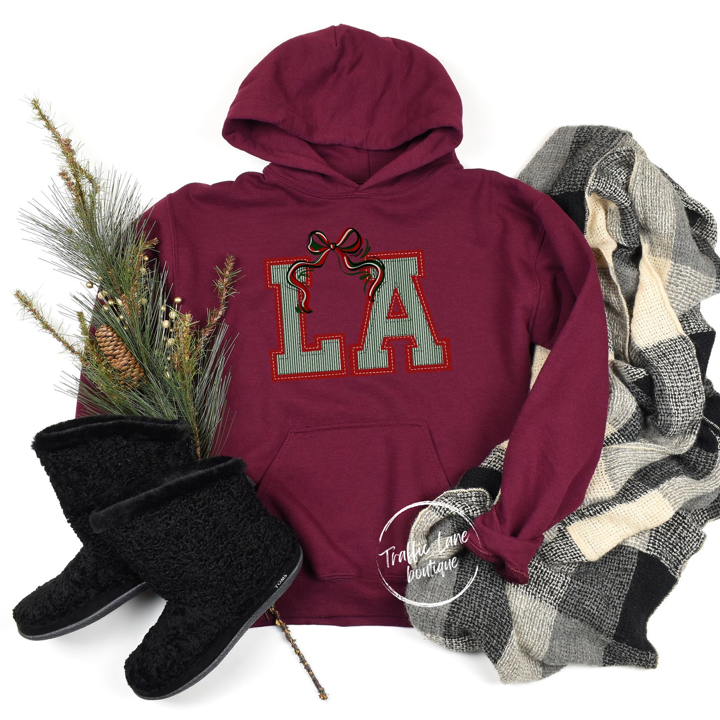 LA - Prepster State Christmas Dark Green Crimson Shirt