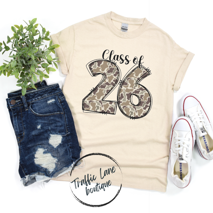 Class of 26 - Camo Doodle Shirt