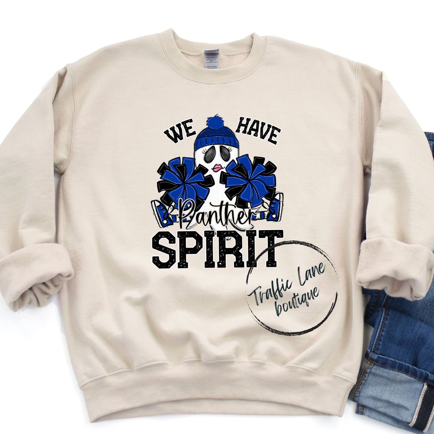 We Have Spirit Ghost Cheerleader Royal Panther