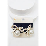 Bow with Pearl Accent Earrings