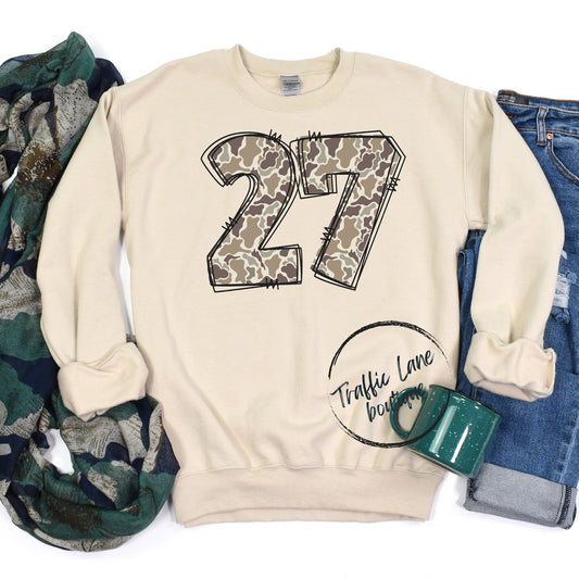 Custom Number - Camo Doodle Shirt