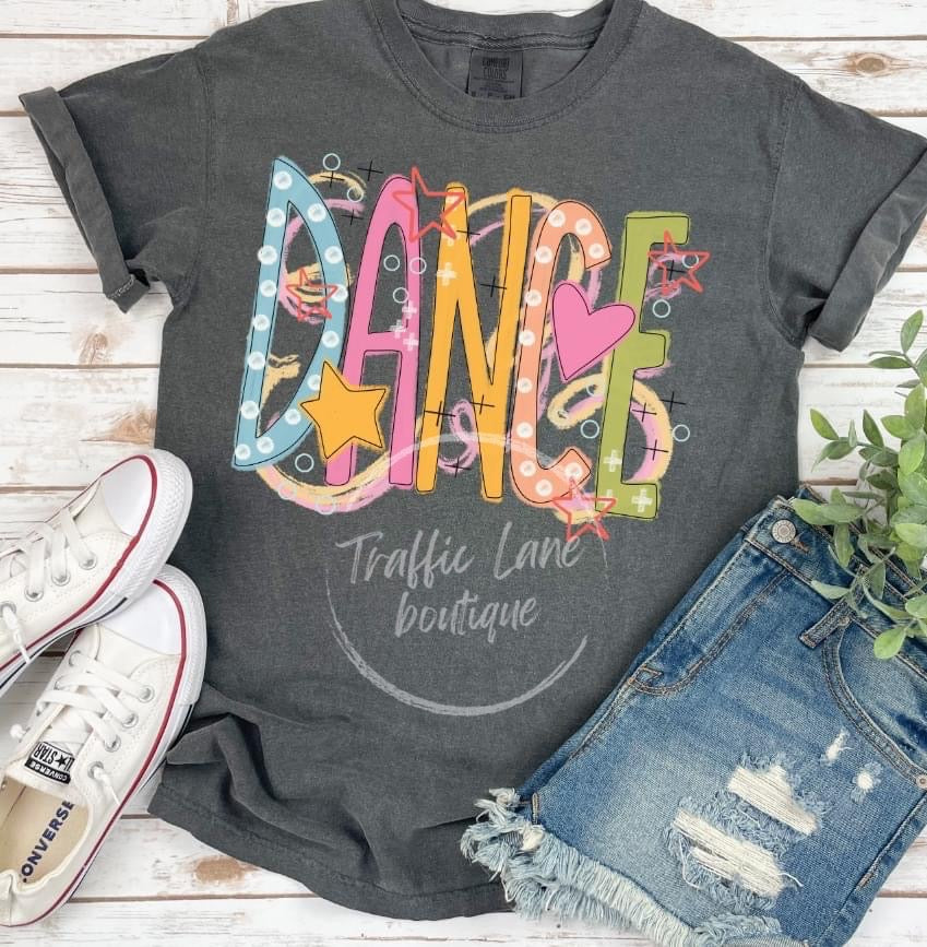 Colorful Dance & Cheer graphic tees.  Mom is available too!
