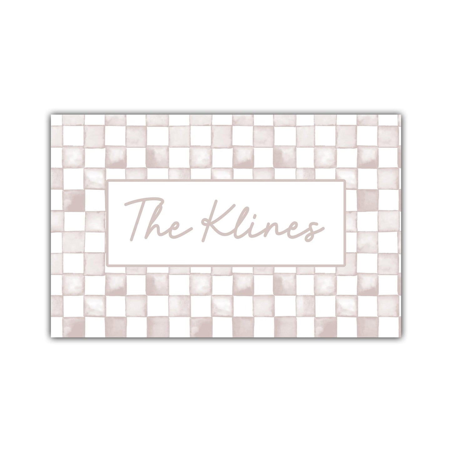 Watercolor Check Print Personalized Door Mat