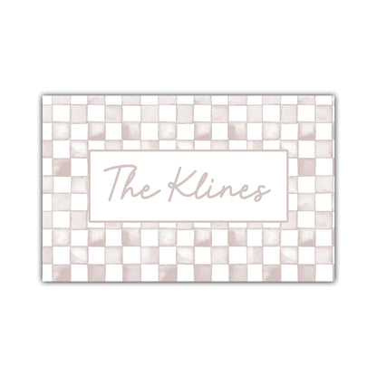 Watercolor Check Print Personalized Door Mat