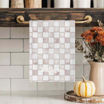 Watercolor Checkered Print Tea Towels