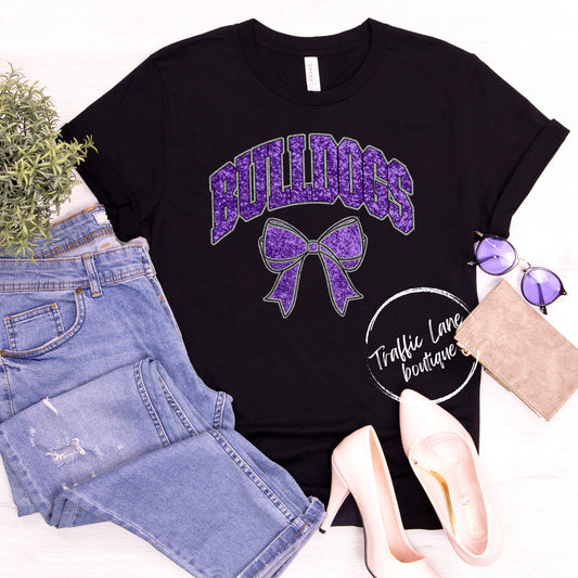 Bulldogs Purple And Silver - Collegiate Glitter Mascots Spirit Shirts