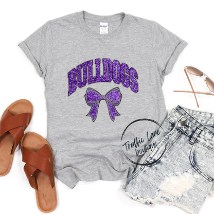 Bulldogs Purple And Silver - Collegiate Glitter Mascots Spirit Shirts
