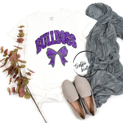 Bulldogs Purple And Silver - Collegiate Glitter Mascots Spirit Shirts