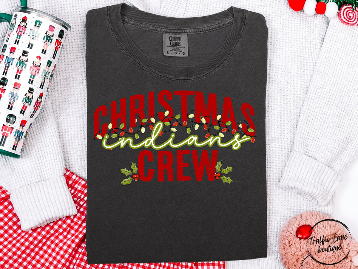 Christmas Crew Lights Mascots Indians Shirt