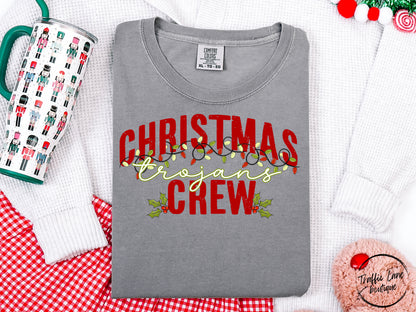 Christmas Crew Lights Mascots Trojans Shirt