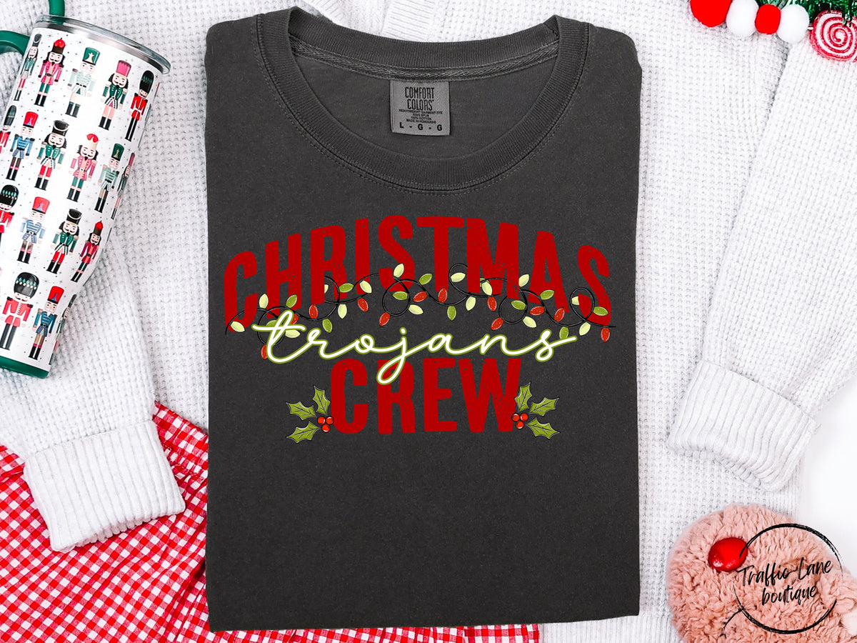 Christmas Crew Lights Mascots Trojans Shirt