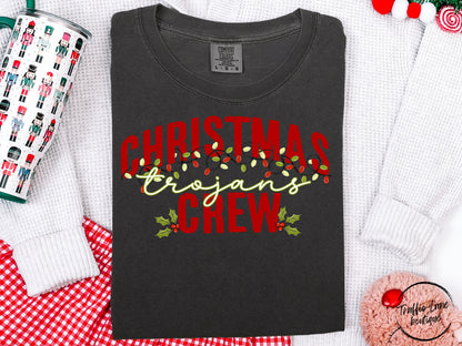 Christmas Crew Lights Mascots Trojans Shirt