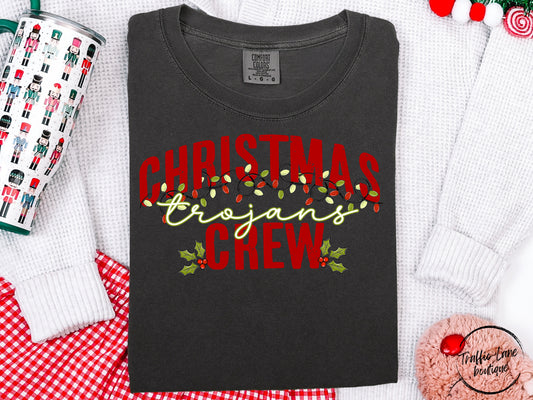 Christmas Crew Lights Mascots Trojans Shirt