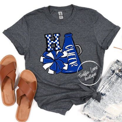 Cheer Poms And Megaphones - Add Initial - Spirit Shirts