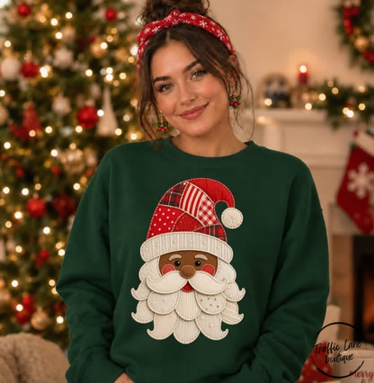 Faux Applique Christmas Santa Shirt