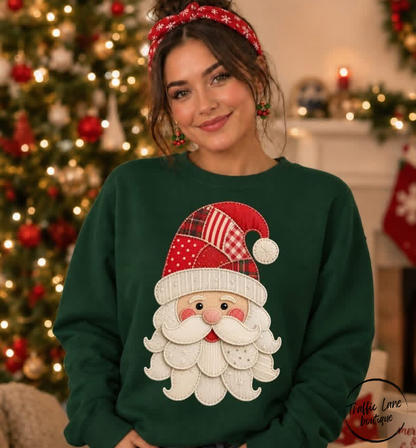 Faux Applique Christmas Santa Shirt