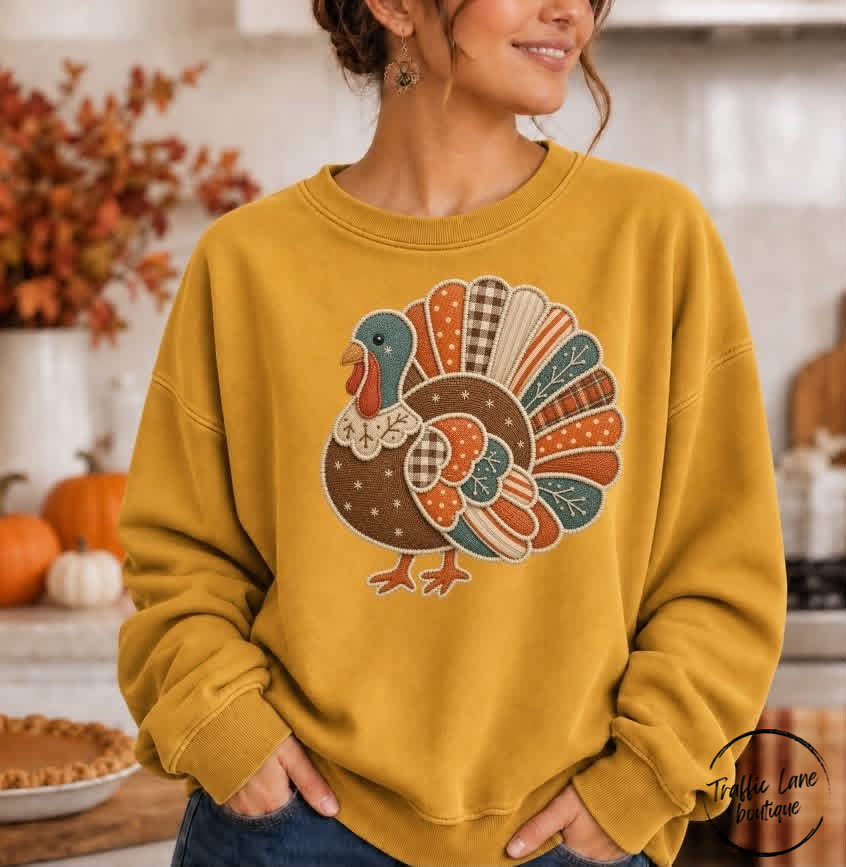 Faux Applique Turkey Shirt