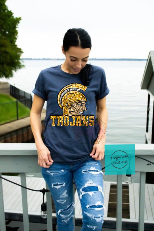 Trojans FAUX Sequin Spirit Tee