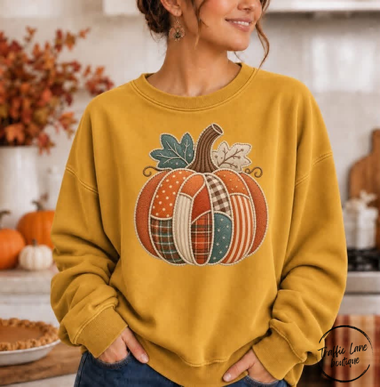 Faux Applique Pumpkin Shirt