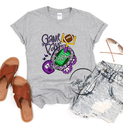 Bulldogs Purple - Game Day With Field - Spirit Shirts