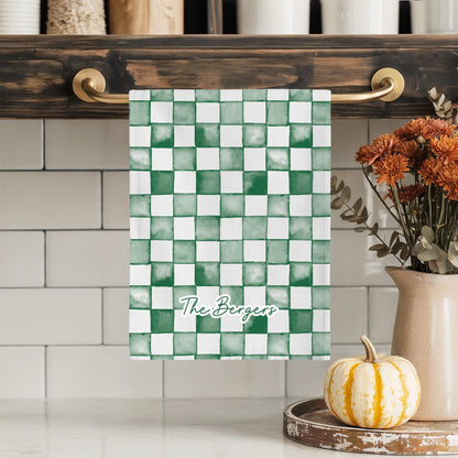 Watercolor Checkered Print Tea Towels