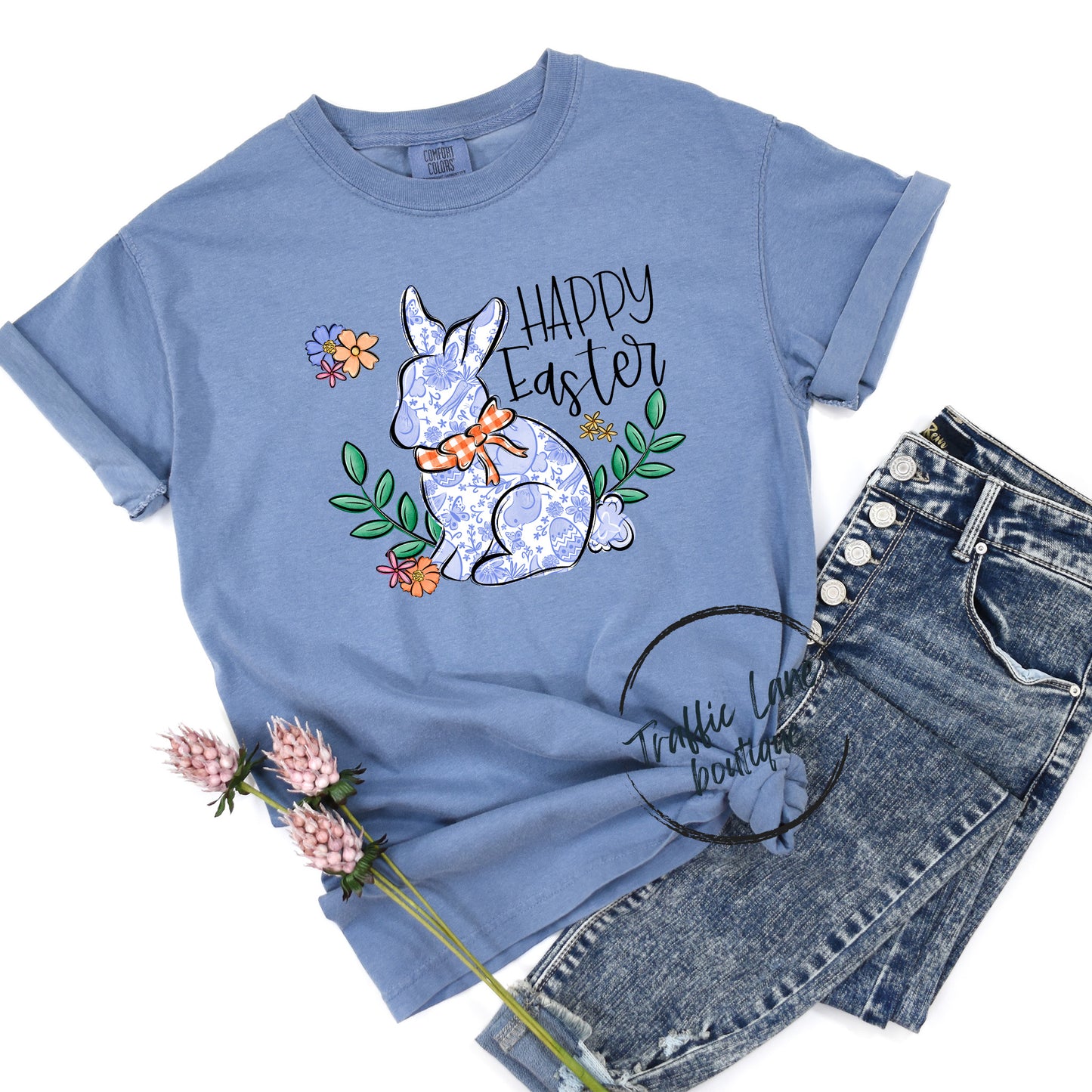 Happy Easter Blue Bunny Shirt