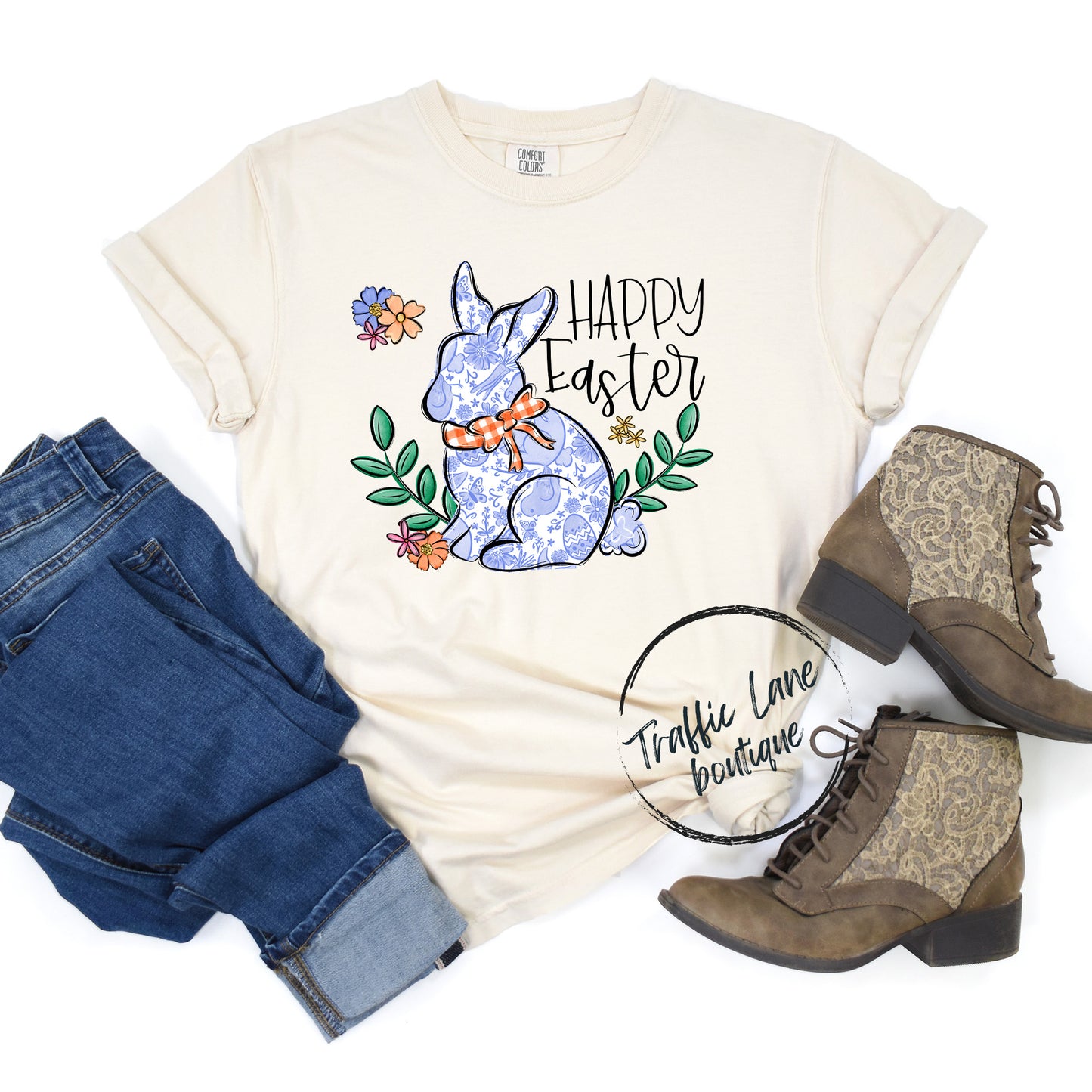 Happy Easter Blue Bunny Shirt