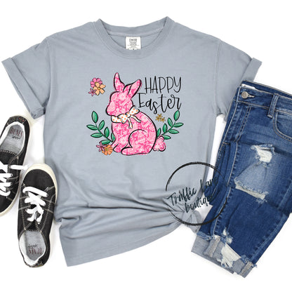Happy Easter Pink Bunny Shirt