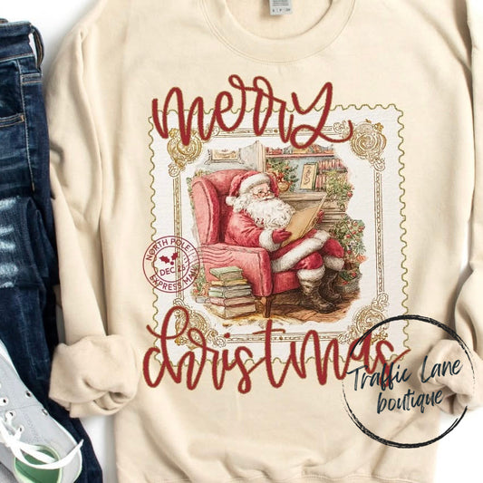 Merry Christmas Santa Postage Stamp Shirt