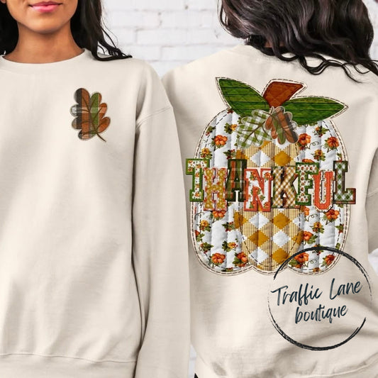 Thankful Split Pumpkin Front And Back Shirt
