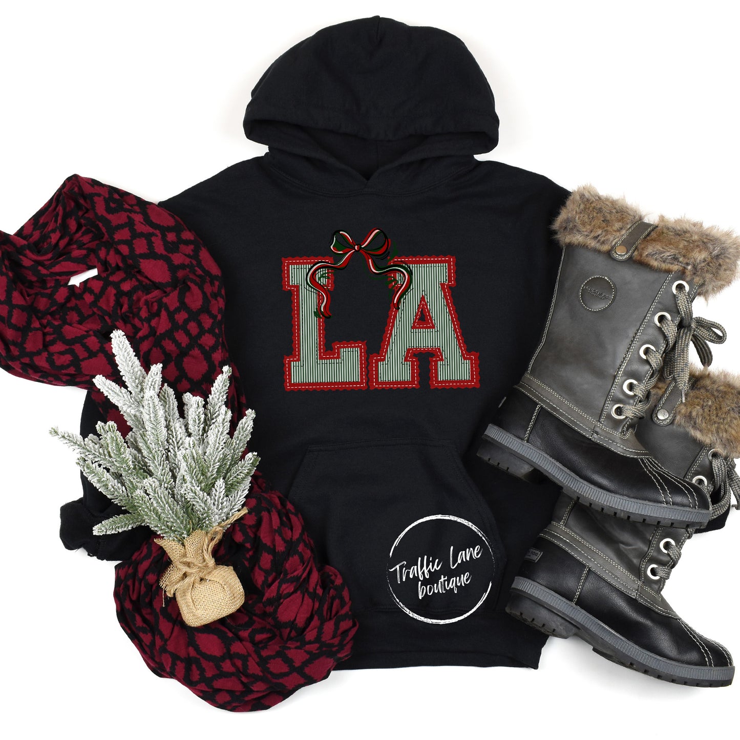 LA - Prepster State Christmas Dark Green Crimson Shirt