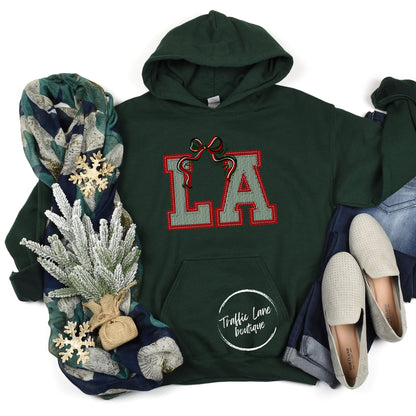 LA - Prepster State Christmas Dark Green Crimson Shirt