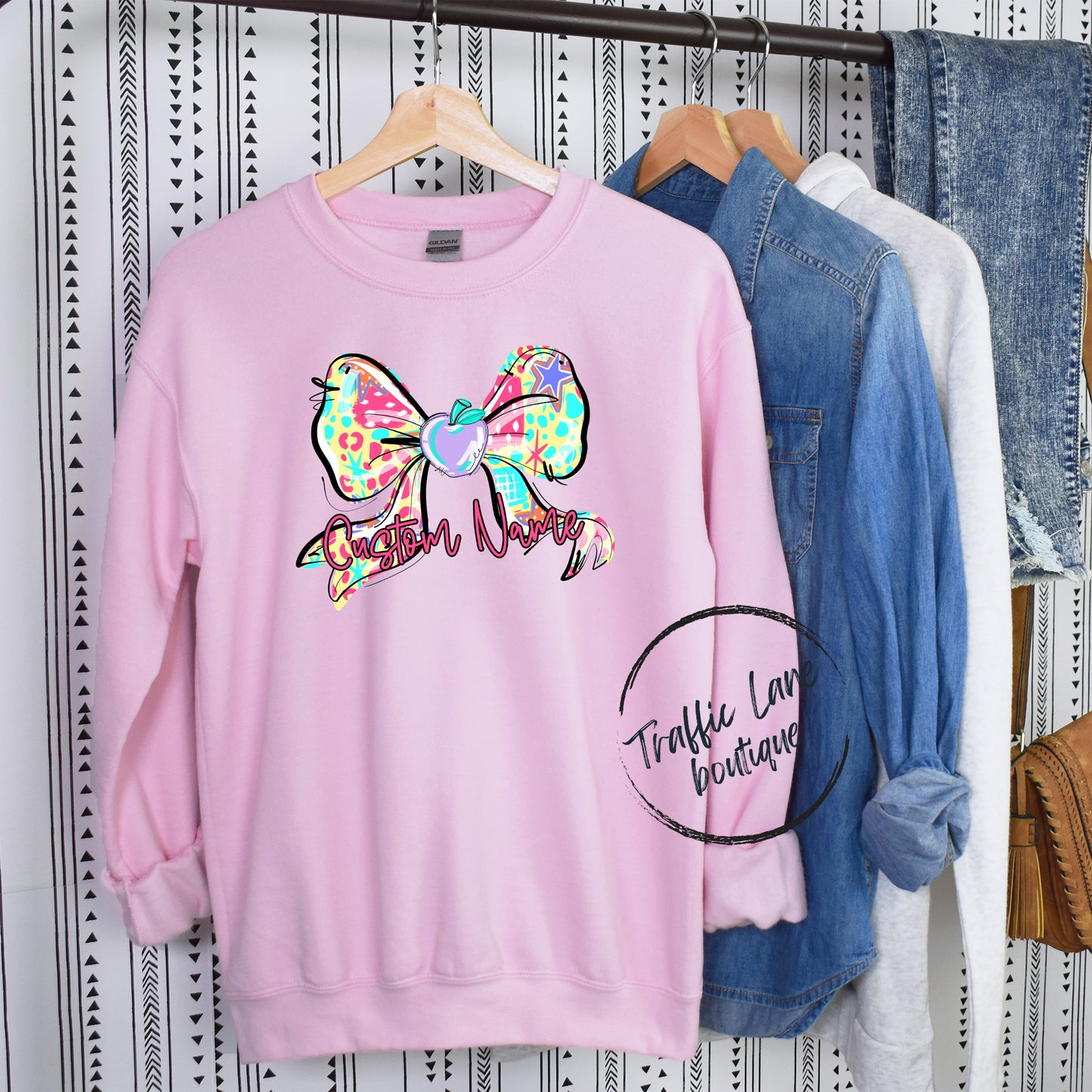 Mixed Bow With Apple - Custom Name