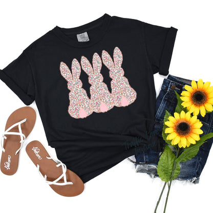 Pastel Floral Bunny Trio Shirt