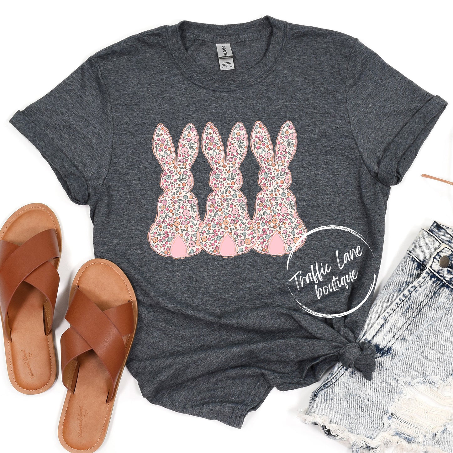 Pastel Floral Bunny Trio Shirt