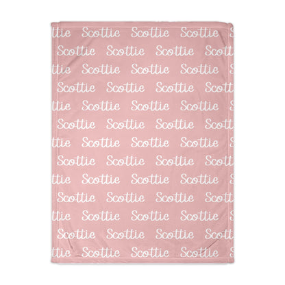 Pink 50 x 60 Kids Personalized Name Repeating Blanket 