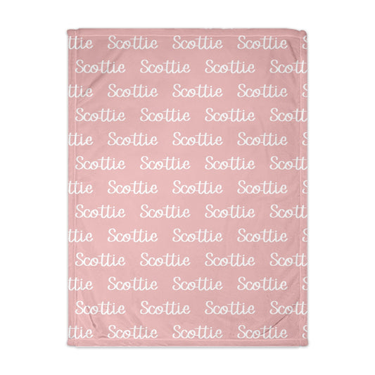 Pink 50 x 60 Kids Personalized Name Repeating Blanket 
