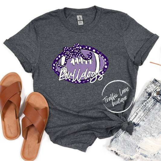 Bulldogs Purple - Prepster Football And Bow Spirit Shirts