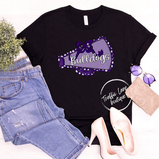 Bulldogs Purple - Prepster Megaphone And Bow Spirit Shirts