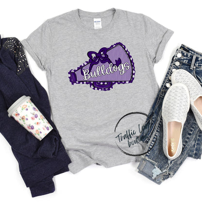 Bulldogs Purple - Prepster Megaphone And Bow Spirit Shirts