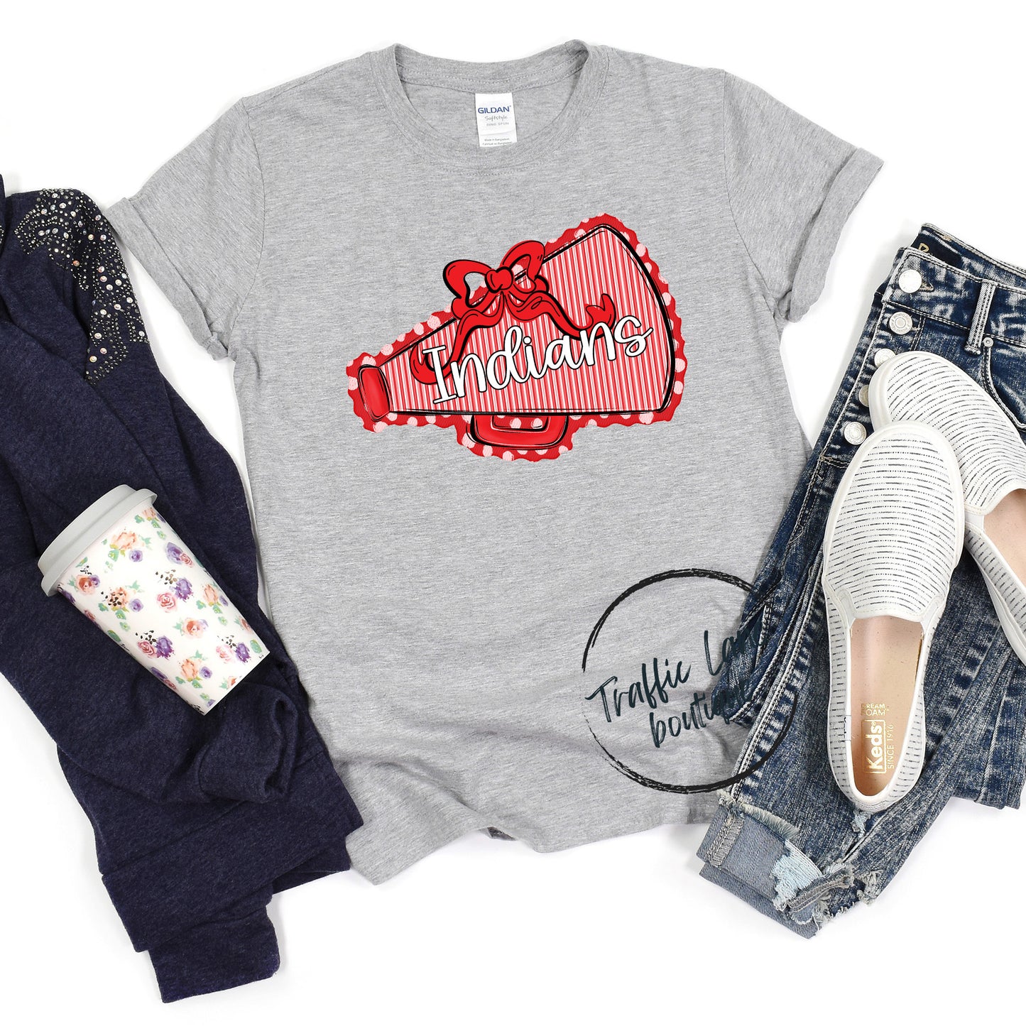 Indians Red - Prepster Megaphone And Bow Spirit Shirts