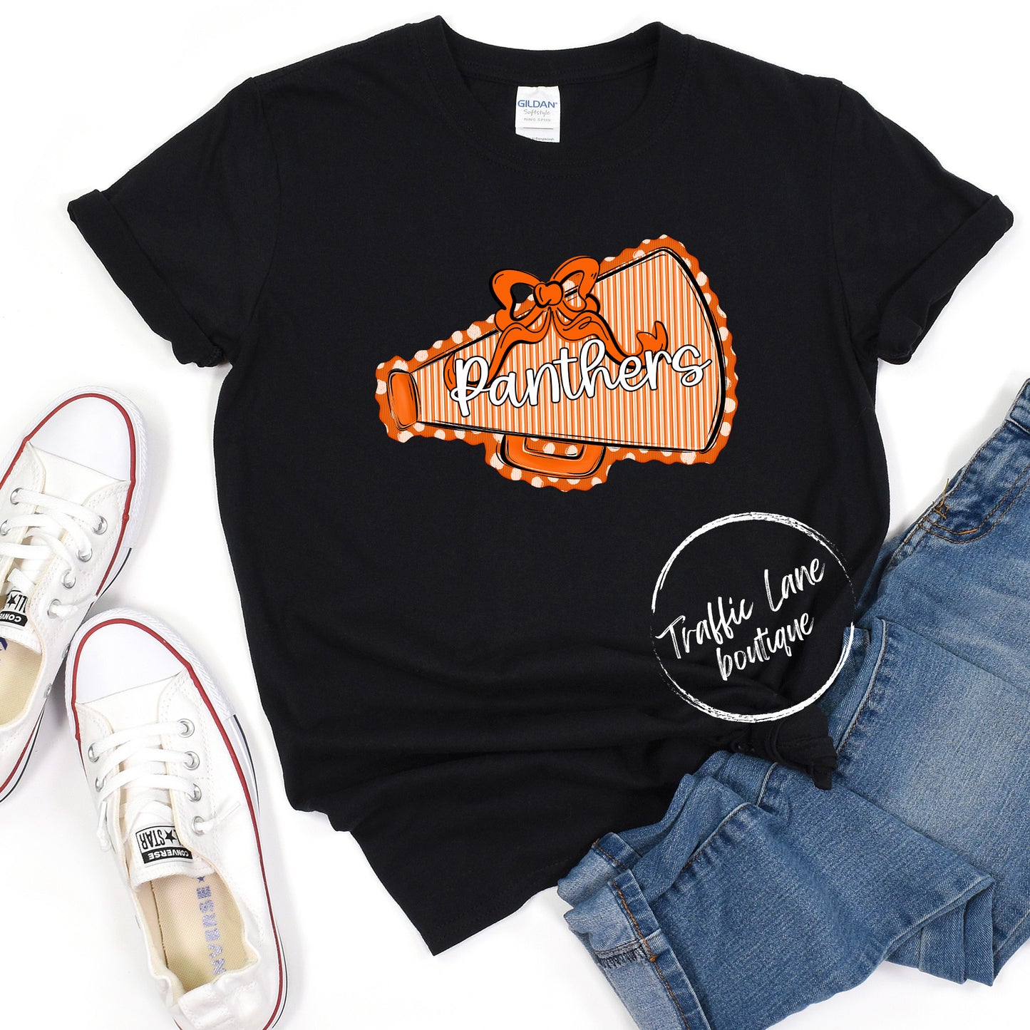 Panthers - Prepster Megaphone And Bow Spirit Shirts