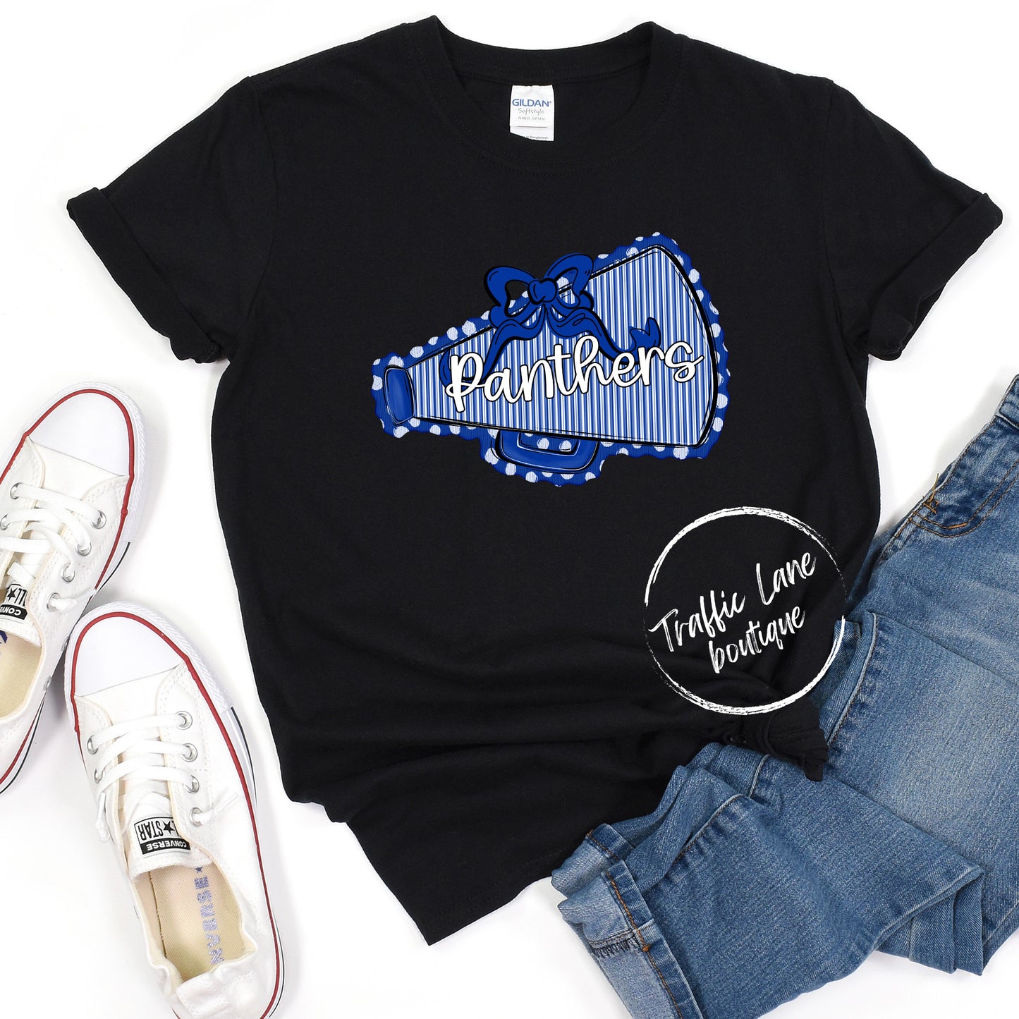 Panthers - Prepster Megaphone And Bow Spirit Shirts