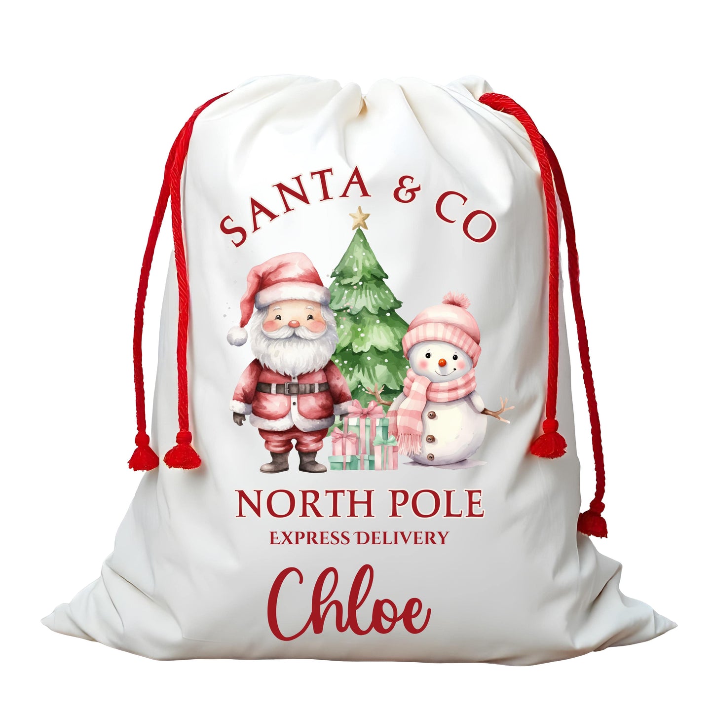 Santa & Snowman Friends Christmas Sack
